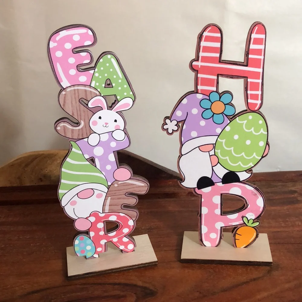 Easter Holiday Bundle 3PC Bunny Rabbit & Gnome Stand Sign Bunny squeezed Toy
